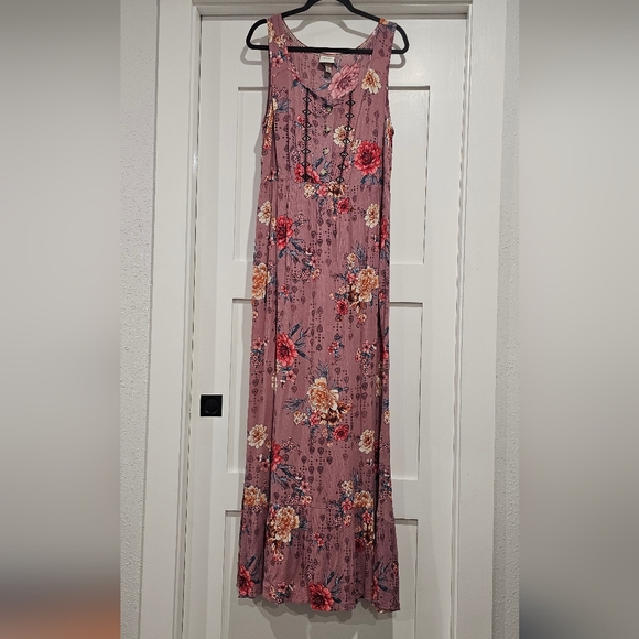 Knox Rose Dresses & Skirts - Knox Rose Floral Sleeveless Rayon Maxi Dress - Pink, Cream, Blue, and Red